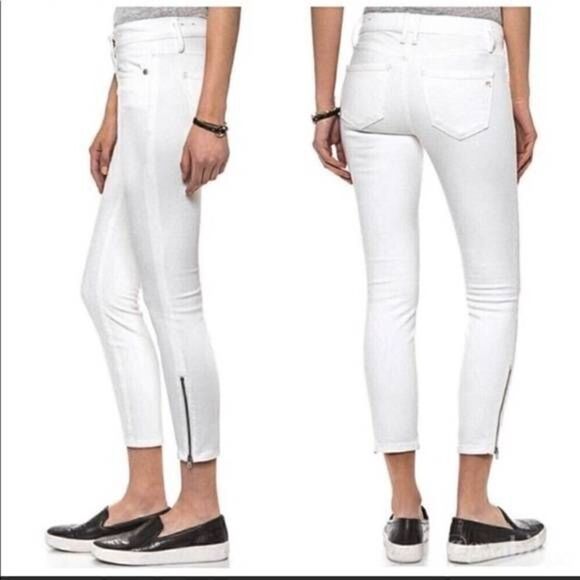 Madewell Denim - Madewell White Skinny Low Rise Ankle Zip Jeans Size 24 EUC.
Waist 13" across
Ris